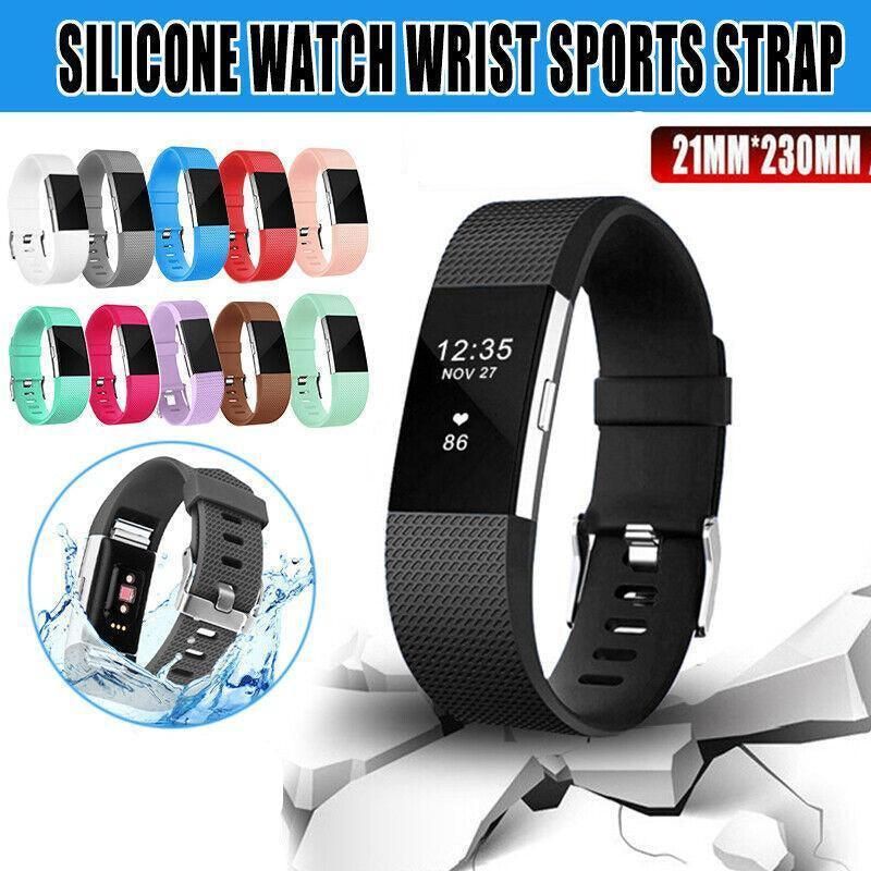 L Size Silicone Watch Wrist Sports Strap For Fitbit Charge Band Wristband Replacement - Purple