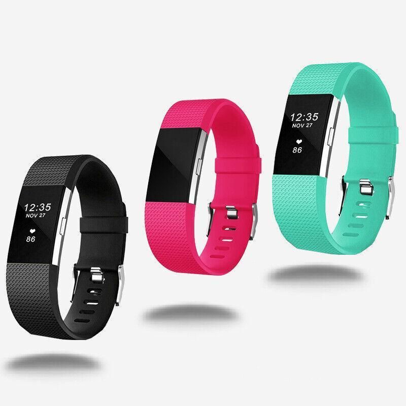 L Size Silicone Watch Wrist Sports Strap For Fitbit Charge Band Wristband Replacement - Purple