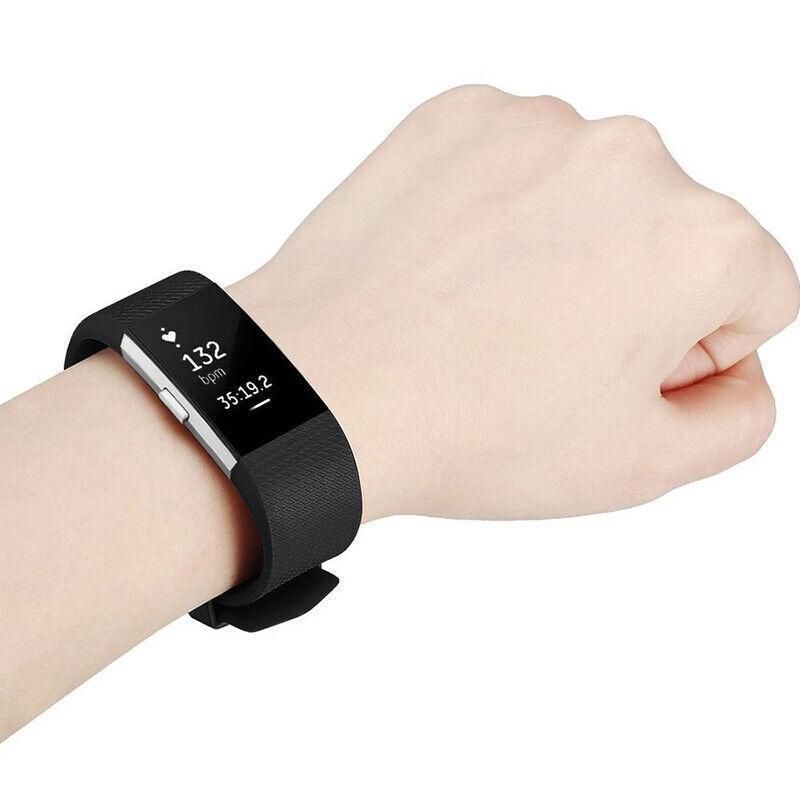L Size Silicone Watch Wrist Sports Strap For Fitbit Charge Band Wristband Replacement - White
