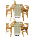 Solid Colour Woven Hollow Fringe Table Runner Home Dining Tablecloth Decoration - 33x183cm-Green