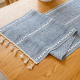 Solid Colour Woven Hollow Fringe Table Runner Home Dining Tablecloth Decoration - 33x183cm-Green - Extra Image