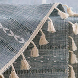 Solid Colour Woven Hollow Fringe Table Runner Home Dining Tablecloth Decoration - 33x183cm-Green - Extra Image