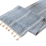 Solid Colour Woven Hollow Fringe Table Runner Home Dining Tablecloth Decoration - 33x183cm-Green - Rear View