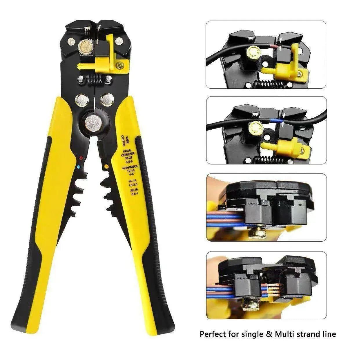 Automatic Wire Cutter Stripper Pliers Electrical Cable Crimper Terminal Tool Au - Yellow