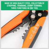 Automatic Wire Cutter Stripper Pliers Electrical Cable Crimper Terminal Tool Au - Yellow - Close-Up Angle