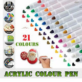 21 Acrylic Paint Marker Pens Set Permanent Stone Glass Metal Fabric Waterproof