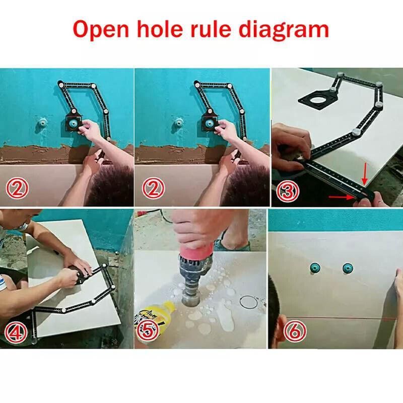 Universal Angularizer Ruler Multi Angle Measuring Template Tool Hole Locator Au