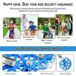 12–20 Inch Bike Training Wheels Flashing PVC Silent Stabilizer Auxiliary Support - Black
