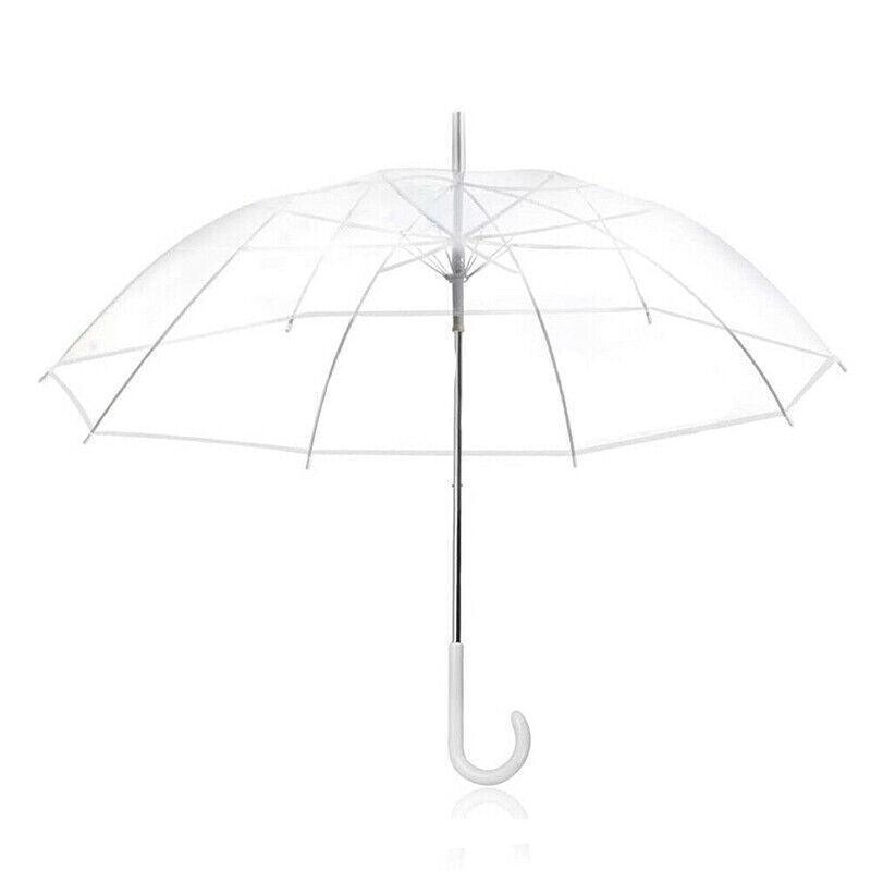 Clear Transparent Umbrella Long Handle Auto Open PVC Rain Parasol 71cm