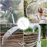 Clear Transparent Umbrella Long Handle Auto Open PVC Rain Parasol 71cm - Side View