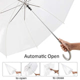 Clear Transparent Umbrella Long Handle Auto Open PVC Rain Parasol 71cm - 45-Degree Angle