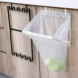 Wall Hanging Garbage Bag Shelf Hook Kitchen Storage Plastic Bag Hanger Rack Trash Bin - Rear View