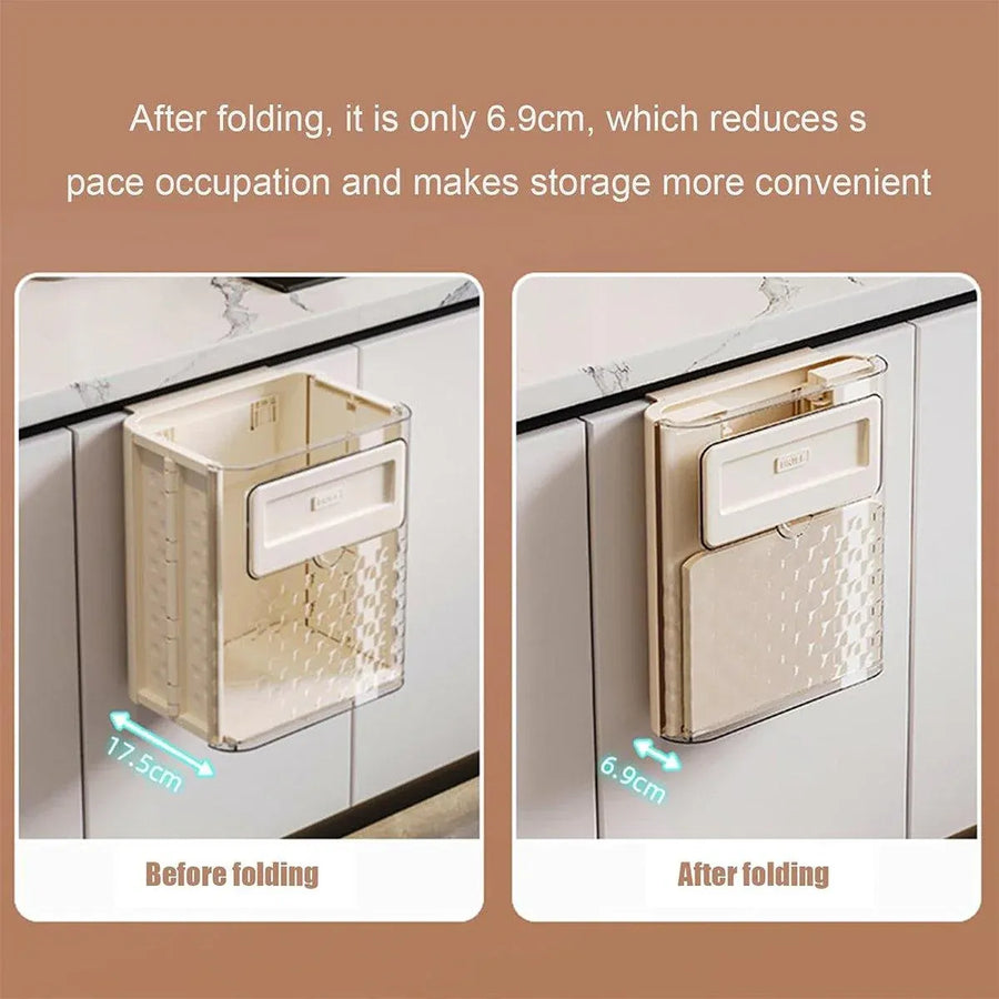 Wall Mounted Folding Wastebasket Space Saving for Kitchen Bathroom Household Use