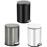 Trash Can Double Layer Foot Pedal Design with Lid Household Bin Kitchen Bathroom - White - Front View