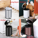 Trash Can Double Layer Foot Pedal Design with Lid Household Bin Kitchen Bathroom - White - Top-Down View