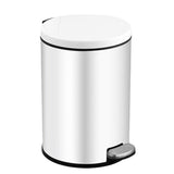 Trash Can Double Layer Foot Pedal Design with Lid Household Bin Kitchen Bathroom - White - Close-Up Angle