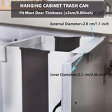 9L Hanging  Bin Wall Mounted Folding Waste Bin Kitchen Dining Cabinet Trash Can - Khaki - Side View