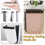 9L Hanging  Bin Wall Mounted Folding Waste Bin Kitchen Dining Cabinet Trash Can - White