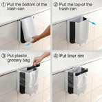 9L Hanging  Bin Wall Mounted Folding Waste Bin Kitchen Dining Cabinet Trash Can - White