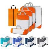 6pcs Mesh Visible Travel Storage Set Waterproof Nylon Compressible Storage Bags - Navy Blue - Front View