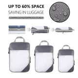6pcs Mesh Visible Travel Storage Set Waterproof Nylon Compressible Storage Bags - Grey - 45-Degree Angle