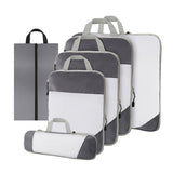 6pcs Mesh Visible Travel Storage Set Waterproof Nylon Compressible Storage Bags - Grey
