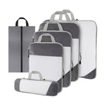 6pcs Mesh Visible Travel Storage Set Waterproof Nylon Compressible Storage Bags - Grey