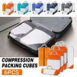 6pcs Mesh Visible Travel Storage Set Waterproof Nylon Compressible Storage Bags - Sky Blue