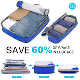 6pcs Mesh Visible Travel Storage Set Waterproof Nylon Compressible Storage Bags - Sky Blue - Side View