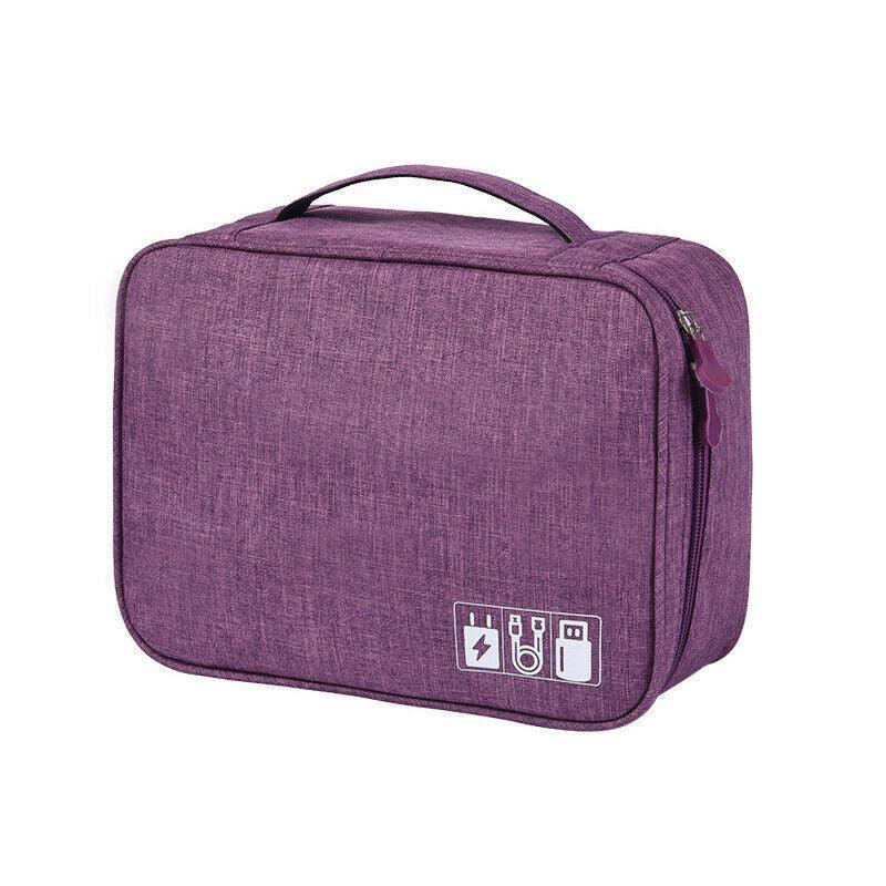 Cable Organizer Bag Charger USB Electronic Accessories Storage Travel Case - Purple