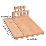 Bamboo Chopping Board Cheese Board Set with Knife Kitchen Charcuterie Serving - Side View