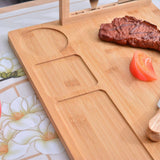 Bamboo Chopping Board Cheese Board Set with Knife Kitchen Charcuterie Serving - Rear View