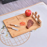 Bamboo Chopping Board Cheese Board Set with Knife Kitchen Charcuterie Serving - Low Angle