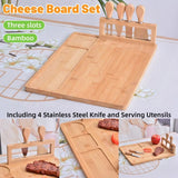 Bamboo Chopping Board Cheese Board Set with Knife Kitchen Charcuterie Serving - Extra Image