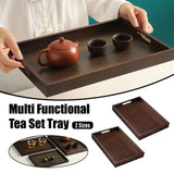 Bamboo Tea Tray Rectangular Tea Table Walnut Colour Fruit Bread Serving Plate - 28-20cm - Front View