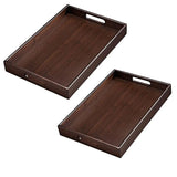 Bamboo Tea Tray Rectangular Tea Table Walnut Colour Fruit Bread Serving Plate - 28-20cm - Side View