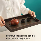 Bamboo Tea Tray Rectangular Tea Table Walnut Colour Fruit Bread Serving Plate - 28-20cm - Extra Image