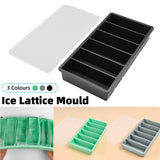 Ice Cube Tray Moulds 6 Slots Rectangular with Lids Silicone Butter Freezer Storage - Black