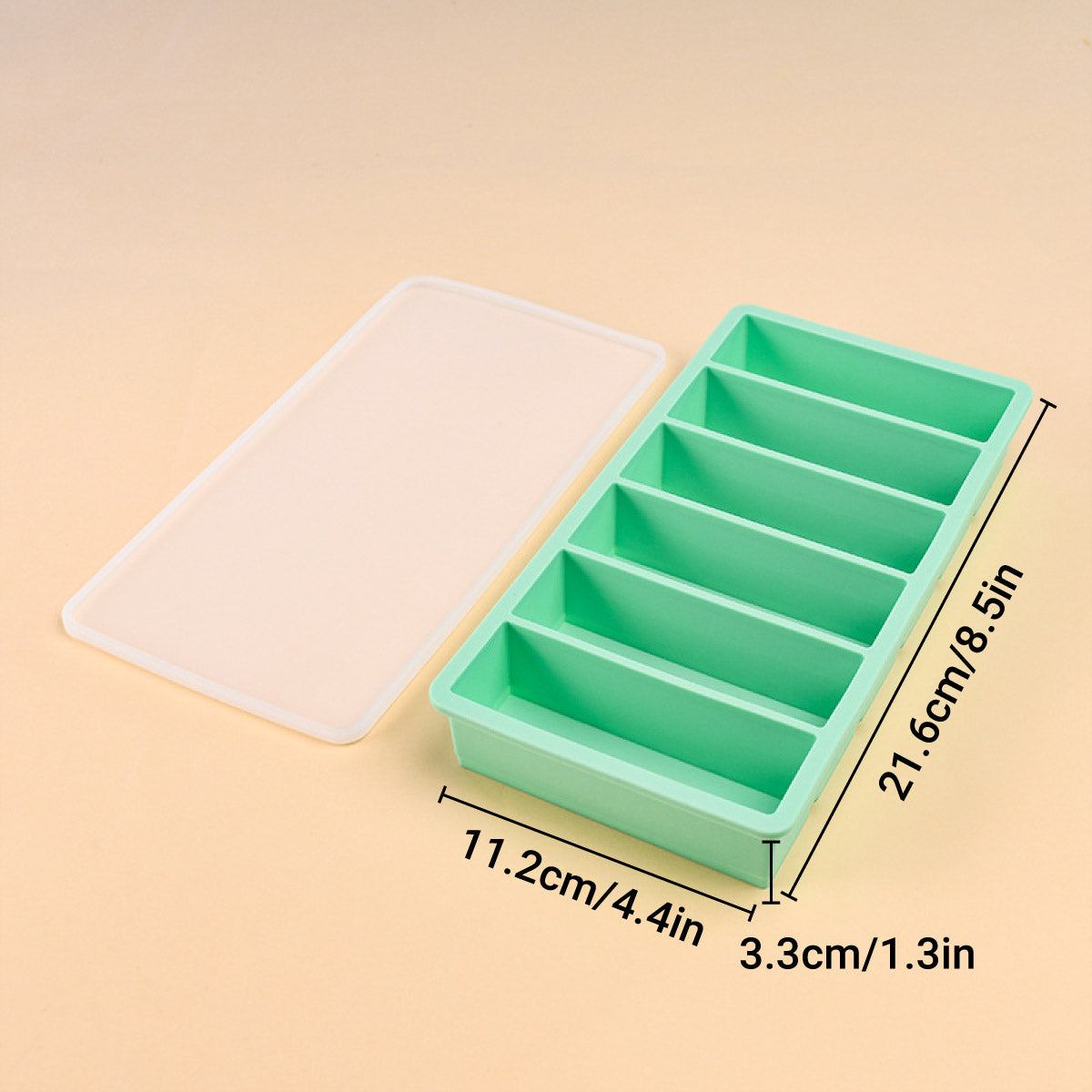 Ice Cube Tray Moulds 6 Slots Rectangular with Lids Silicone Butter Freezer Storage - Black