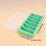 Ice Cube Tray Moulds 6 Slots Rectangular with Lids Silicone Butter Freezer Storage - Black - Side View
