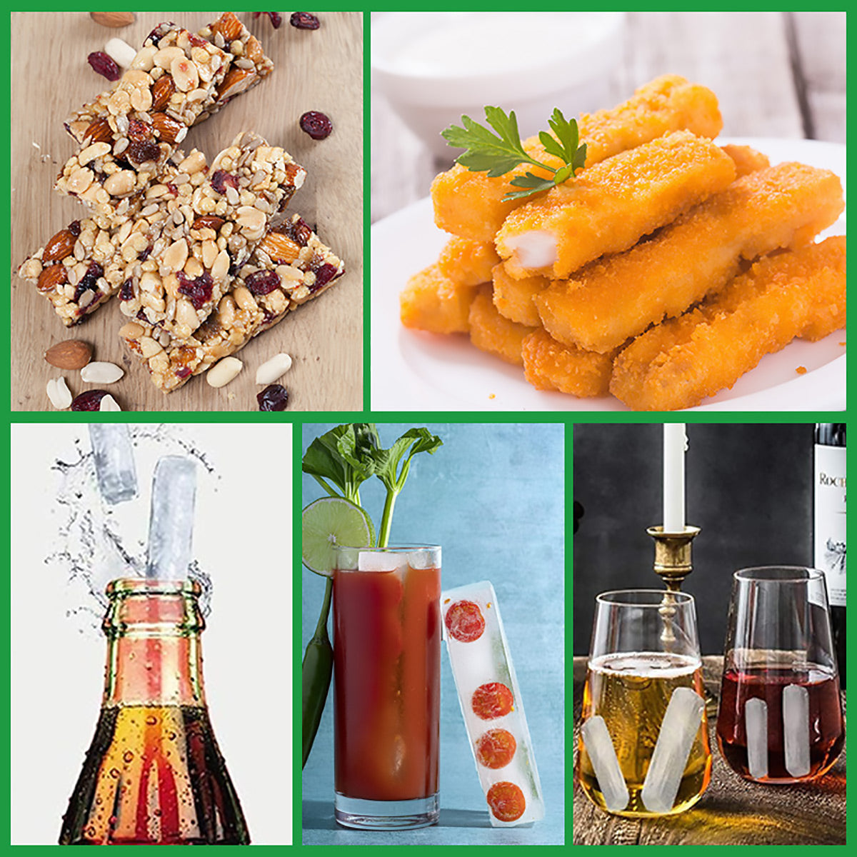 Ice Cube Tray Moulds 6 Slots Rectangular with Lids Silicone Butter Freezer Storage - Black