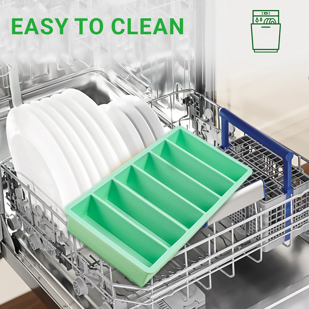 Ice Cube Tray Moulds 6 Slots Rectangular with Lids Silicone Butter Freezer Storage - Black