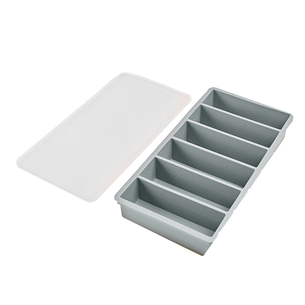 Ice Cube Tray Moulds 6 Slots Rectangular with Lids Silicone Butter Freezer Storage - Black