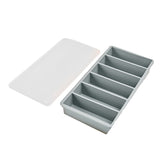 Ice Cube Tray Moulds 6 Slots Rectangular with Lids Silicone Butter Freezer Storage - Black - Close-Up Angle