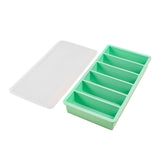 Ice Cube Tray Moulds 6 Slots Rectangular with Lids Silicone Butter Freezer Storage - Black - Low Angle
