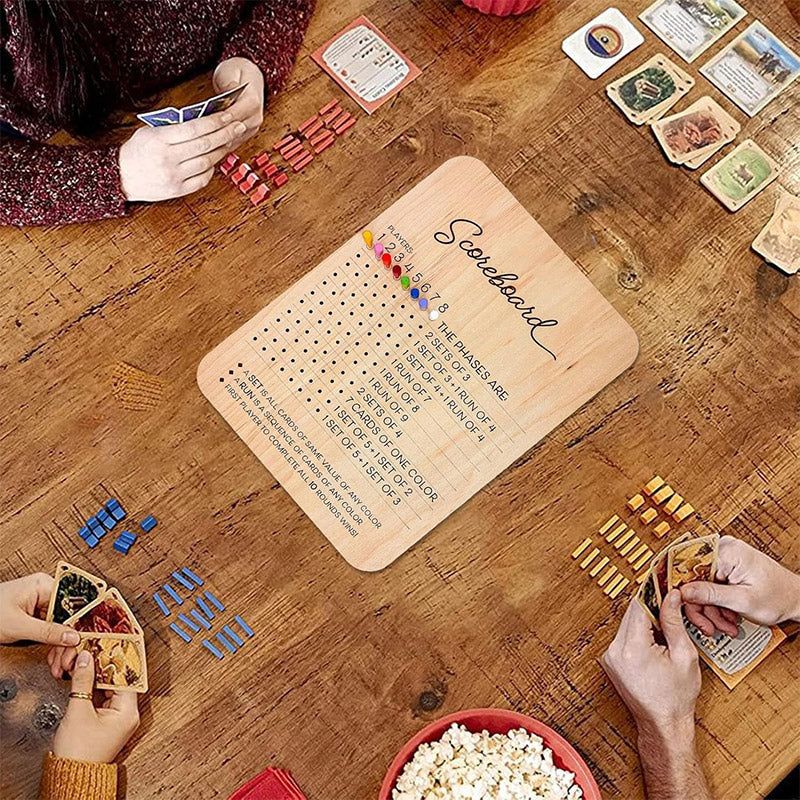 Phase 10 Score Board Wooden Phase 10 Scorecard Reusable for Family Game Tabletop