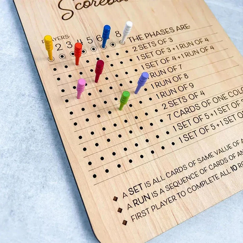 Phase 10 Score Board Wooden Phase 10 Scorecard Reusable for Family Game Tabletop