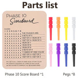 Phase 10 Score Board Wooden Phase 10 Scorecard Reusable for Family Game Tabletop - Extra Image