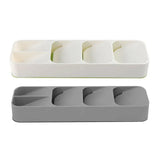 Kitchen Drawer Utensil Cutlery Tray Organizer Insert Spoon Fork Knife Divider Storage - White - Side View