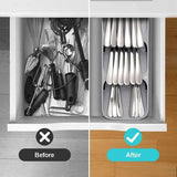Kitchen Drawer Utensil Cutlery Tray Organizer Insert Spoon Fork Knife Divider Storage - White - 45-Degree Angle